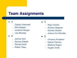 Team Assignments