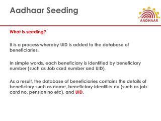 Aadhaar Seeding