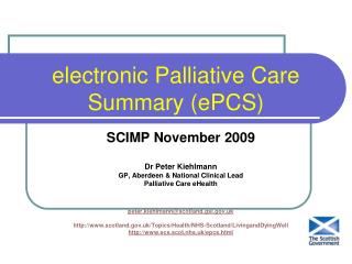 electronic Palliative Care Summary (ePCS)