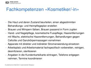 Fachkompetenzen «Kosmetiker/-in»