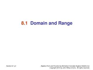 8.1 Domain and Range