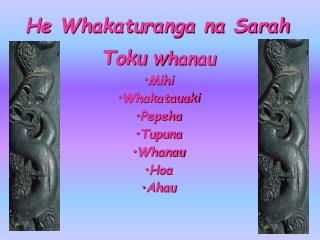 He Whakaturanga na Sarah