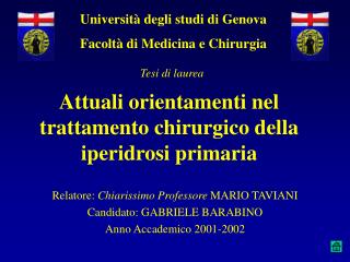 Attuali orientamenti nel trattamento chirurgico della iperidrosi primaria