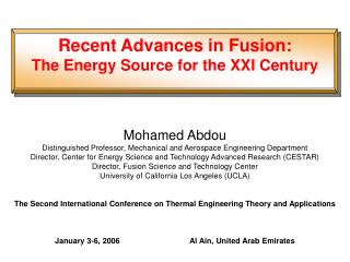 Recent Advances in Fusion: The Energy Source for the XXI Century