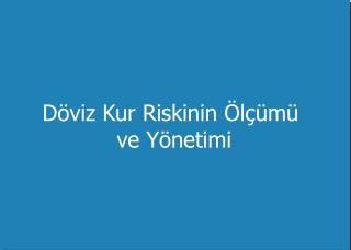 Döviz Kur Riskinin Ölçümü ve Yönetimi