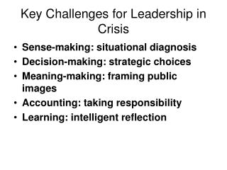 Key Challenges for Leadership in Crisis