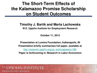 The Short-Term Effects of the Kalamazoo Promise Scholarship on Student Outcomes