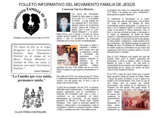 FOLLETO INFORMATIVO DEL MOVIMIENTO FAMILIA DE JESÚS