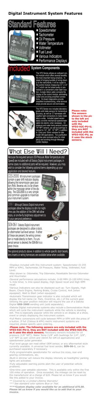 Digital Instrument System Features