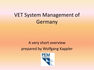 VET System Management of Germany
