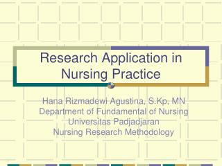 Research Application in Nursing Practice