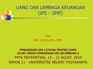 UANG DAN LEMBAGA KEUANGAN (IPS – SMP)