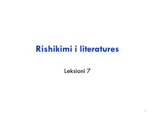 Rishikimi i literatures