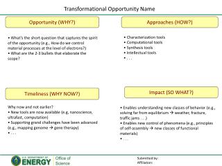 Transformational Opportunity Name