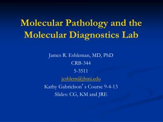 Molecular Pathology and the Molecular Diagnostics Lab