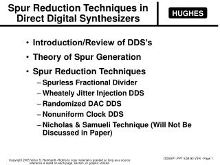 Spur Reduction Techniques in Direct Digital Synthesizers