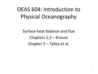 OEAS 604: Introduction to Physical Oceanography