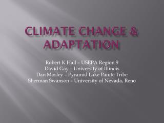 Climate Change &amp; Adaptation