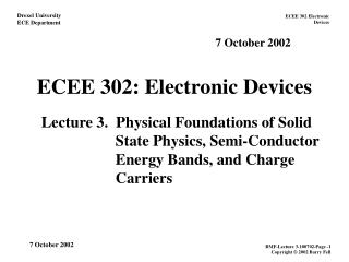 ECEE 302: Electronic Devices