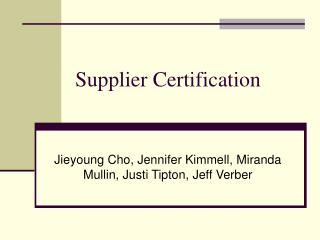 Supplier Certification