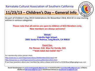 11/23/13 – Children’s Day – General Info