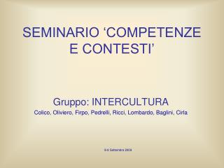 SEMINARIO ‘COMPETENZE E CONTESTI’