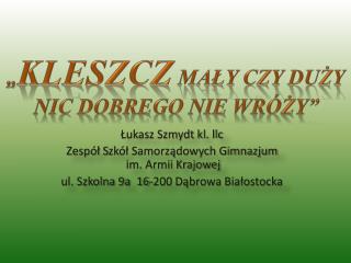Łukasz Szmydt kl. llc Zespół S zkół Samorządowych Gimnazjum im. Armii Krajowej