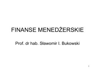 FINANSE MENEDŻERSKIE