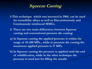 Squeeze Casting