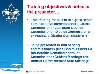 Training objectives &amp; notes to the presenter…