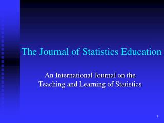 The Journal of Statistics Education