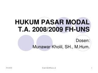 HUKUM PASAR MODAL T.A. 2008/2009 FH-UNS