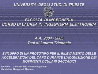 Relatore: Chiar.mo Prof.Accardo Agostino Candidato: Manganelli Massimo