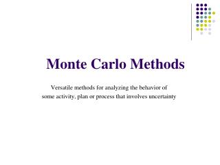 Monte Carlo Methods