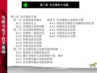 第八章 负反馈放大器 第一节 反馈的基本概念 8.1.1 反馈的定义 8.1.2 反馈的分类和判断 第二节 负反馈的四种组态 8.2.1 反馈的一般表达式