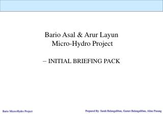 Bario Asal &amp; Arur Layun Micro-Hydro Project – INITIAL BRIEFING PACK