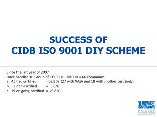SUCCESS OF CIDB ISO 9001 DIY SCHEME