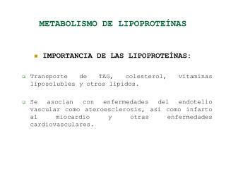 METABOLISMO DE LIPOPROTEÍNAS
