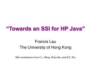 “Towards an SSI for HP Java”