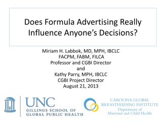 Does Formula Advertising Really Influence Anyone’s Decisions?