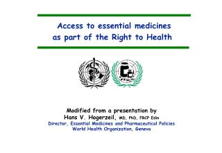 Access to essential medicines as part of the Right to Health