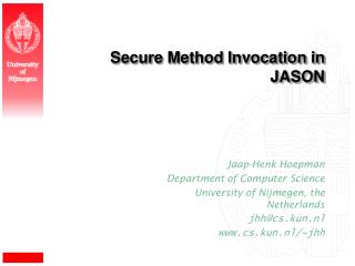 Secure Method Invocation in JASON