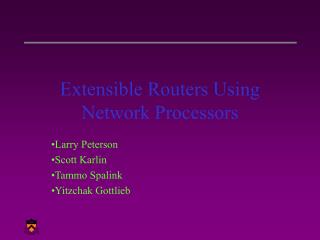 Extensible Routers Using Network Processors