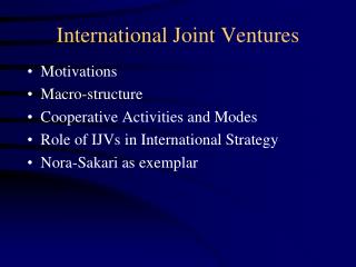 International Joint Ventures