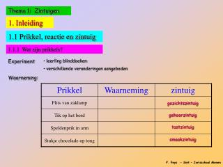 Thema 1: Zintuigen