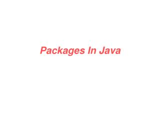 Packages In Java