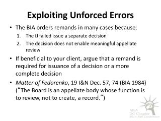 Exploiting Unforced Errors