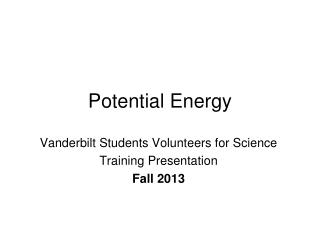 Potential Energy