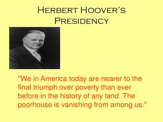 Herbert Hoover’s Presidency