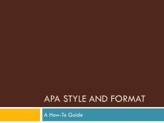 APA Style and Format